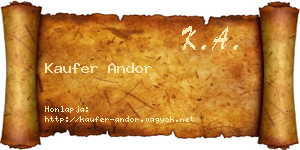 Kaufer Andor névjegykártya
