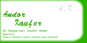 andor kaufer business card